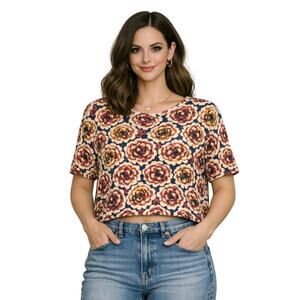 Knitted & Knotted Top Women’s M Wool Floral Boho Cottagecore Anthropologie EUC